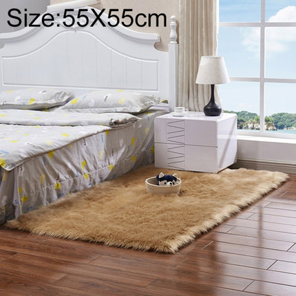 Luxury Rectangle Square Soft Artificial Wool Sheepskin Fluffy Rug Fur Carpet, Size:55x55cm(Khaki)-garmade.com