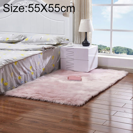 Luxury Rectangle Square Soft Artificial Wool Sheepskin Fluffy Rug Fur Carpet, Size:55x55cm(Pink)-garmade.com