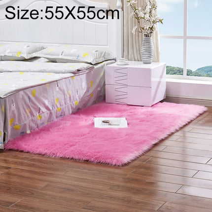 Luxury Rectangle Square Soft Artificial Wool Sheepskin Fluffy Rug Fur Carpet, Size:55x55cm(Rose Red)-garmade.com