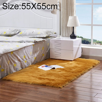 Luxury Rectangle Square Soft Artificial Wool Sheepskin Fluffy Rug Fur Carpet, Size:55x55cm(Yellow Camel)-garmade.com