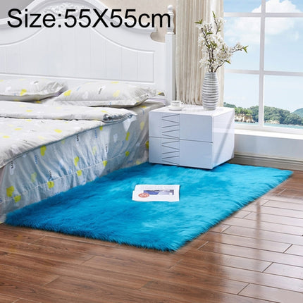 Luxury Rectangle Square Soft Artificial Wool Sheepskin Fluffy Rug Fur Carpet, Size:55x55cm(Dark Blue)-garmade.com