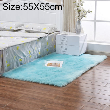 Luxury Rectangle Square Soft Artificial Wool Sheepskin Fluffy Rug Fur Carpet, Size:55x55cm(Light Blue)-garmade.com