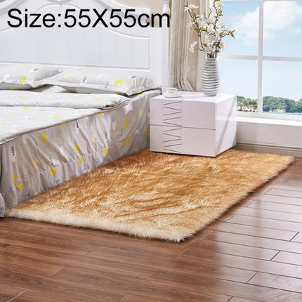 Luxury Rectangle Square Soft Artificial Wool Sheepskin Fluffy Rug Fur Carpet, Size:55x55cm(White + Yellow)-garmade.com