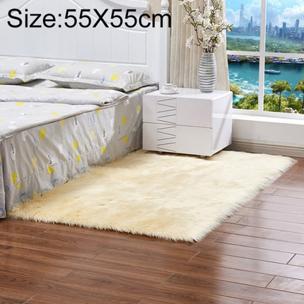 Luxury Rectangle Square Soft Artificial Wool Sheepskin Fluffy Rug Fur Carpet, Size:55x55cm(Light Yellow)-garmade.com