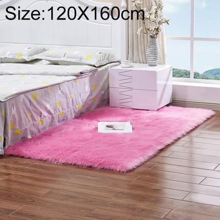 Luxury Rectangle Square Soft Artificial Wool Sheepskin Fluffy Rug Fur Carpet, Size:120x160cm(Rose Red)-garmade.com