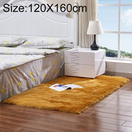 Luxury Rectangle Square Soft Artificial Wool Sheepskin Fluffy Rug Fur Carpet, Size:120x160cm(Yellow Camel)-garmade.com