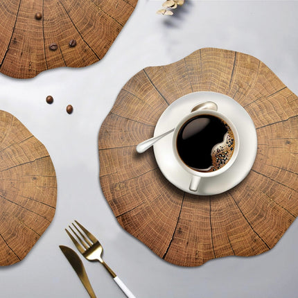 2 PCS Wood Placement Table Mats Tableware Pad Lotus Shape Tea Cup Bowl Decoration-garmade.com