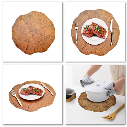 2 PCS Wood Placement Table Mats Tableware Pad Lotus Shape Tea Cup Bowl Decoration-garmade.com