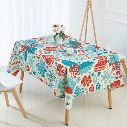 Household Encrypted Linen Waterproof Tablecloth, Size:90x90cm(Blue Flower)-garmade.com