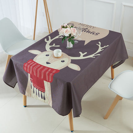 Household Encrypted Linen Waterproof Tablecloth, Size:90x90cm(Brown Deer)-garmade.com