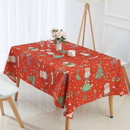 Household Encrypted Linen Waterproof Tablecloth, Size:90x90cm(Red)-garmade.com