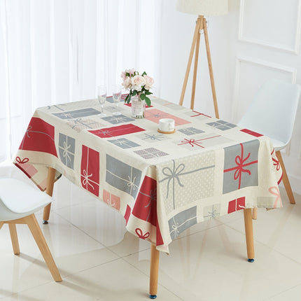 Household Encrypted Linen Waterproof Tablecloth, Size:90x90cm(Red White Grids)-garmade.com