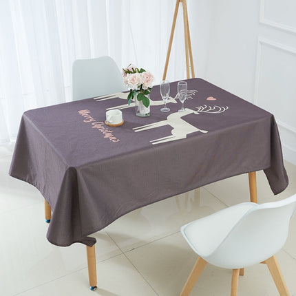 Household Encrypted Linen Waterproof Tablecloth, Size:90x90cm(Dark Grey)-garmade.com