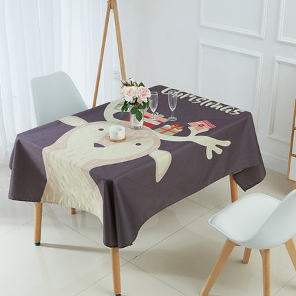Household Encrypted Linen Waterproof Tablecloth, Size:90x90cm(Navy Grey Deer)-garmade.com