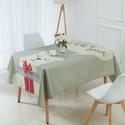 Household Encrypted Linen Waterproof Tablecloth, Size:90x90cm(Light Green Deer)-garmade.com