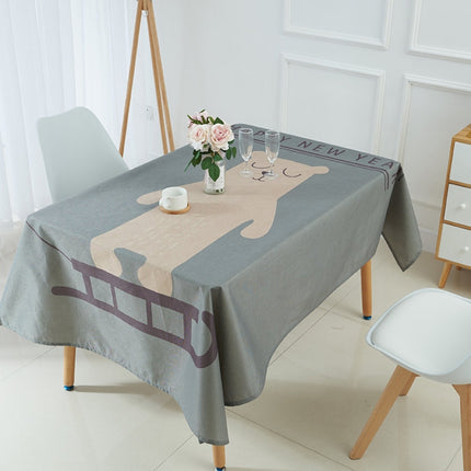 Household Encrypted Linen Waterproof Tablecloth, Size:90x90cm(Grey Bear)-garmade.com