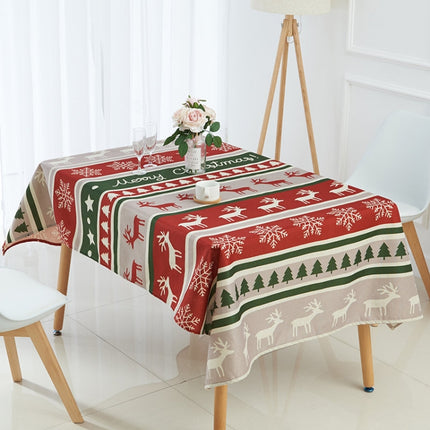 Household Encrypted Linen Waterproof Tablecloth, Size:100x140cm(Red Green Stripes)-garmade.com