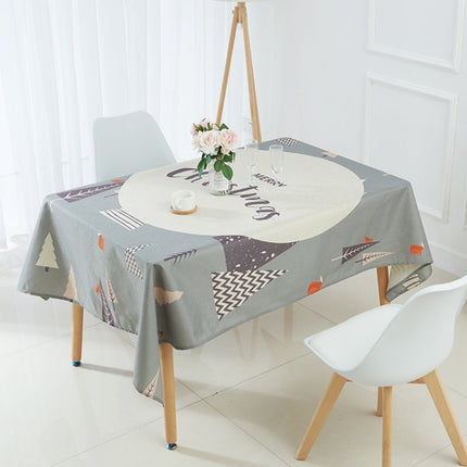 Household Encrypted Linen Waterproof Tablecloth, Size:140x140cm(Grey Circle)-garmade.com