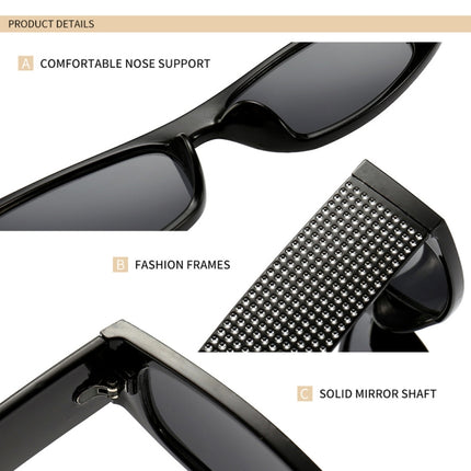 Square Sunglasses Women Imitation Diamond Lasses Fashion UV400 Sunglasses(C2)-garmade.com