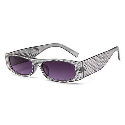 Square Sunglasses Women Imitation Diamond Lasses Fashion UV400 Sunglasses(C3)-garmade.com