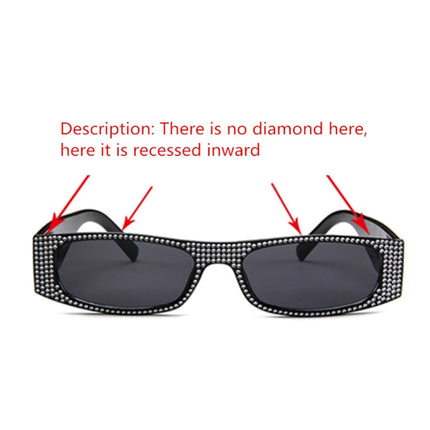 Square Sunglasses Women Imitation Diamond Lasses Fashion UV400 Sunglasses(C4)-garmade.com