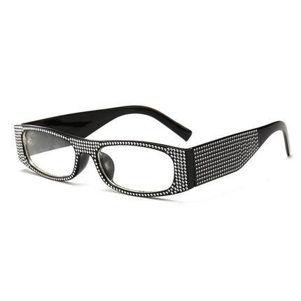 Square Sunglasses Women Imitation Diamond Lasses Fashion UV400 Sunglasses(C6)-garmade.com