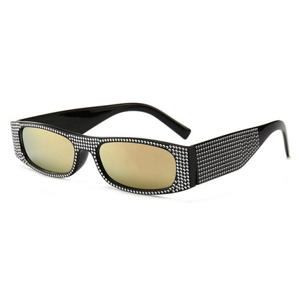 Square Sunglasses Women Imitation Diamond Lasses Fashion UV400 Sunglasses(C9)-garmade.com