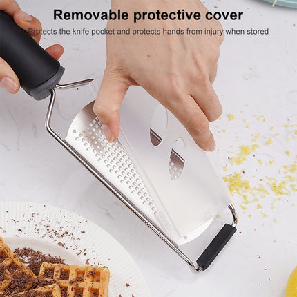 Cheese Grater Stainless Steel Blade Cheese Slicer Lemon Grater Chocolate Scraping Planer with Protective Cover(Black)-garmade.com