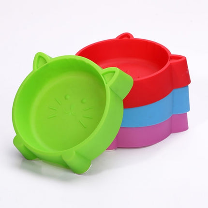 2 PCS Eco-friendly Plastic Anti-skid Cat Face Bowl Pet Supplies(Light Blue)-garmade.com