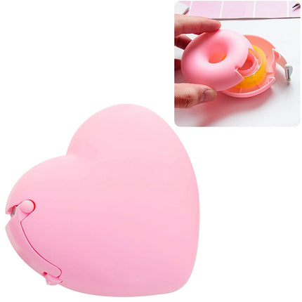 Cute Heart Shape Plastic Tape Dispenser Creative Donut Decorative Tape Cutter Kids Office School Supplies(Pink Heart)-garmade.com