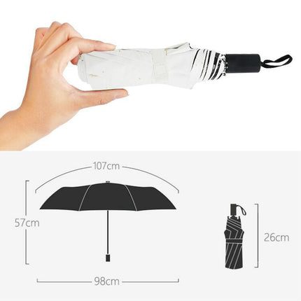 Fully Automatic Fresh Bronzing Feather Folding Vinyl Umbrella, Size:21 inch(White)-garmade.com