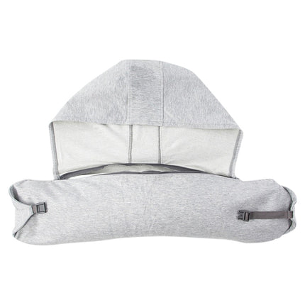 Portable Airplane Travel U-shaped Hooded Pillow Nap Time Neck Pillow(Dark Grey)-garmade.com