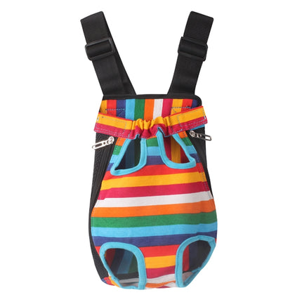 Traveling Portable Pet Chest Backpack Pet Carrier Bag, Size:L(Rainbow striped)-garmade.com