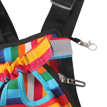 Traveling Portable Pet Chest Backpack Pet Carrier Bag, Size:L(Rainbow striped)-garmade.com