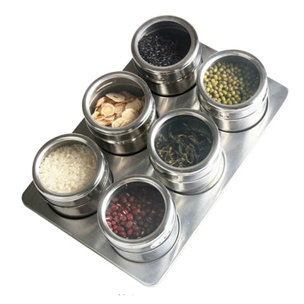 6 in 1 Kitchen Stainless Steel Salt Condiment Set Spice Jars Container Spice Bottles-garmade.com