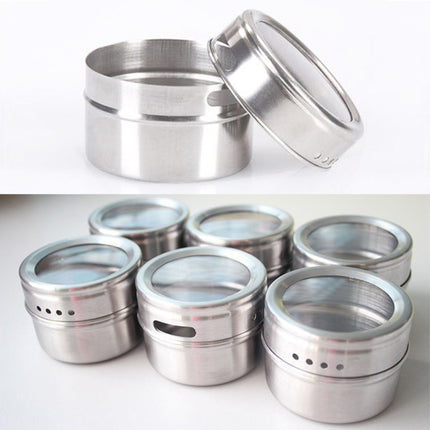 6 in 1 Kitchen Stainless Steel Salt Condiment Set Spice Jars Container Spice Bottles-garmade.com