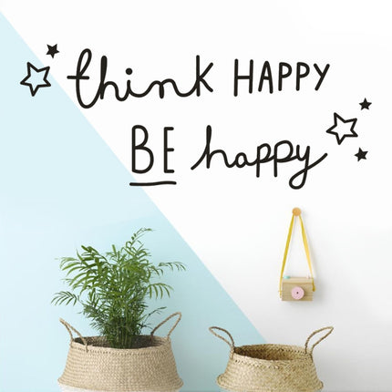 Think Happy Be Happy English Letter Wall Stickers Home Decor Living Room Bedroom Children's Room Applique Mural-garmade.com