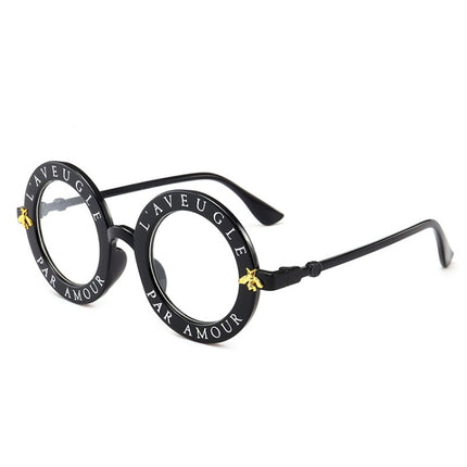 Women Vintage Round Frame Gradient Shades Sun Glasses(Transparent)-garmade.com