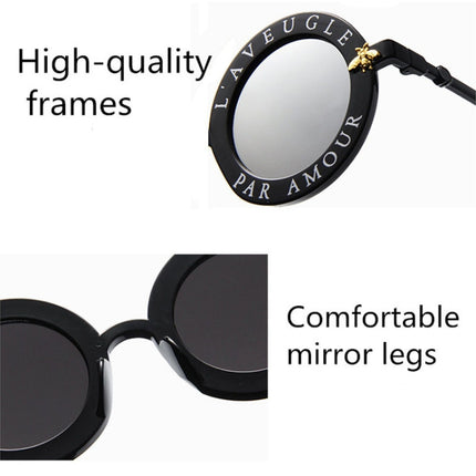 Women Vintage Round Frame Gradient Shades Sun Glasses(Transparent)-garmade.com