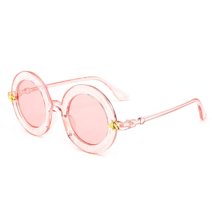 Women Vintage Round Frame Gradient Shades Sun Glasses(Pink)-garmade.com
