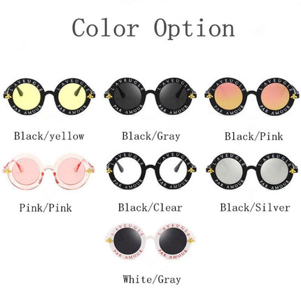 Women Vintage Round Frame Gradient Shades Sun Glasses(Black Gray)-garmade.com