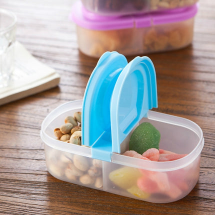 Lunch Box Food Container Plastic Portable Camping Picnic Folding Fruit Container Fridge Microwave Storage Box(Blue)-garmade.com