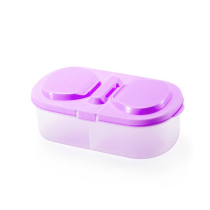 Lunch Box Food Container Plastic Portable Camping Picnic Folding Fruit Container Fridge Microwave Storage Box(Purple)-garmade.com