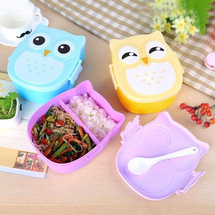 Cartoon Owl Pattern Lunch Box Food Container picnic Storage Box Portable Bento Box(Purple)-garmade.com