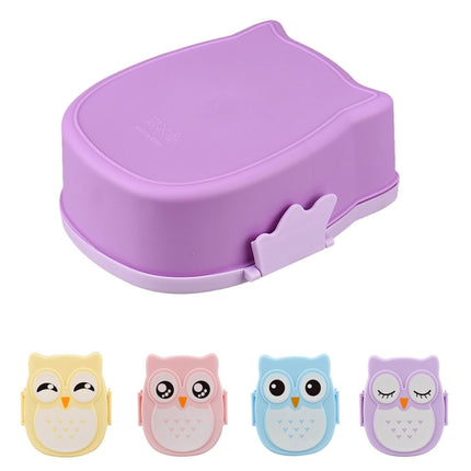 Cartoon Owl Pattern Lunch Box Food Container picnic Storage Box Portable Bento Box(Blue)-garmade.com