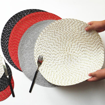 2 PCS PP Round Oval Woven Placemat, Size:Diameter 36cm(White)-garmade.com