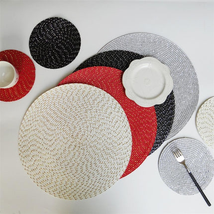 2 PCS PP Round Oval Woven Placemat, Size:Diameter 18cm(White)-garmade.com