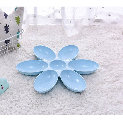 Cat and Dog Bowl Teddy Short Rice Bowl Family Pets Six-sided Petal Type Pet Supplies(Blue)-garmade.com