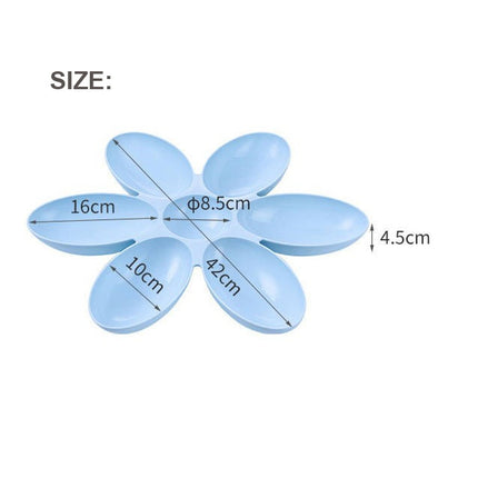 Cat and Dog Bowl Teddy Short Rice Bowl Family Pets Six-sided Petal Type Pet Supplies(Blue)-garmade.com