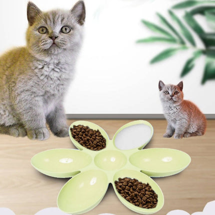 Cat and Dog Bowl Teddy Short Rice Bowl Family Pets Six-sided Petal Type Pet Supplies(Green)-garmade.com